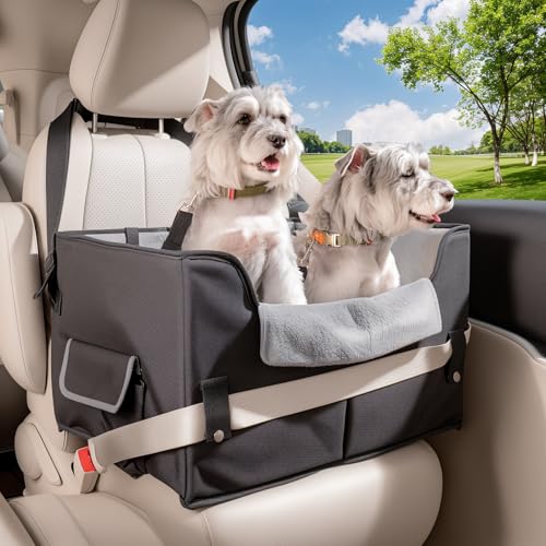 Hunde-Autositz für mittelgroße oder große Hunde, tragbarer Autositz für Hunde mit Geschirr und dickem Kissen, perfekt für kleine Haustiere bis zu 20,4 kg (schwarz) von NOVOLAB