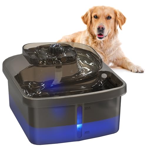 NPET Hundewasserbrunnen, 7.5L großer automatischer Ultra leiser Hundewasserspender, Haustier-Wasserbrunnen für große Hunde & mehrere Haustiere von NPET