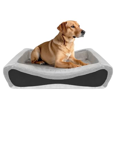 NPET Memory Foam Haustierbetten für kleine mittelgroße Hunde, orthopädische Hundebetten mit Seiten, Katzenbettmatte mit waschbarem, abnehmbarem Bezug, Größe L von NPET