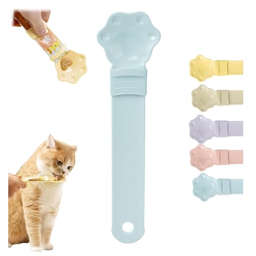 NPSMOPC Happy Spoon for Cats, Happy Spoon Cat Treat Feeder, Cat Strip Happy Spoon Multi Functional Pet Spoons, Cat Wet Treat Squeeze Treat Spoon (1pcs-Blue) von NPSMOPC