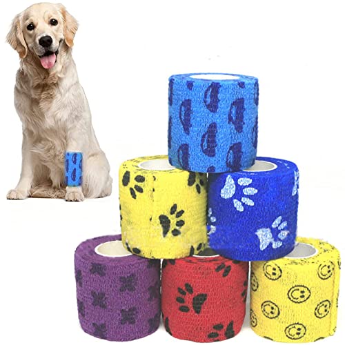 6 Rollen Selbstklebende Bandage Selbstklebender Verband Wasserfest Atmungsaktiv Elastische Binde Haftbandage 5*450cm Für Schwellungen Knöchelverstauchungen Handgelenk Hund Pferd Katze Haustiere von NPTGLYQW