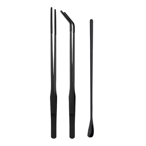 NPXUAMTJ Edelstahl-Löffelpinzette, Klemme, Reptilien-Futterwerkzeug mit schwarz beschichteter Spitze für sichere gerade/gebogene Wasserpflanzenpinzette NPXUAMTJ Edelstahl-Löffelpinzette, Klemme, Reptilien-Futterwerkzeug mit schwarz beschichteter Spitze für sichere gerade/gebogene Wasserpflanzenpinzette von NPXUAMTJ