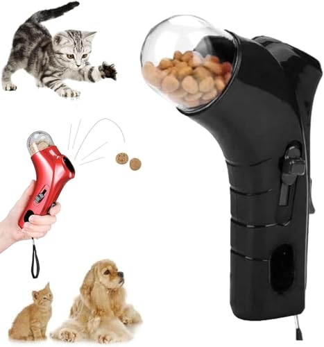 NRSW Katzen- und Hundefutter Shooter Gun, Handheld Interactive Pet Snack Catapult, Fun Cat Ball Dispenser Gun Toy, Kätzchen Welpen Übung Training Feeder für Übung Spielen,Black von NRSW