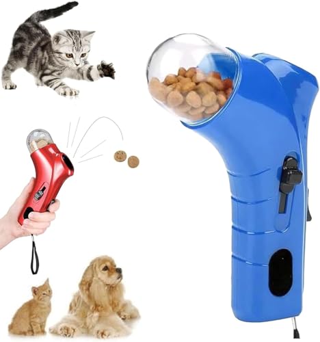 NRSW Katzen- und Hundefutter Shooter Gun, Handheld Interactive Pet Snack Catapult, Fun Cat Ball Dispenser Gun Toy, Kätzchen Welpen Übung Training Feeder für Übung Spielen,Blue von NRSW