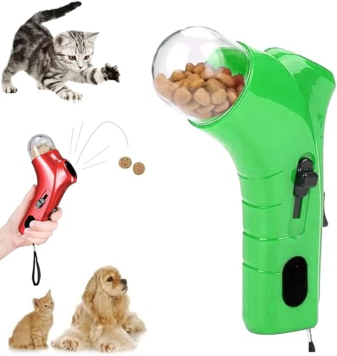 NRSW Katzen- und Hundefutter Shooter Gun, Handheld Interactive Pet Snack Catapult, Fun Cat Ball Dispenser Gun Toy, Kätzchen Welpen Übung Training Feeder für Übung Spielen,Green von NRSW