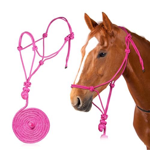 Seilhalfter mit Führseil, steif, Polyester, Pferde-Trainingshalfter (Rosa, 1,9 cm) von NRTFE