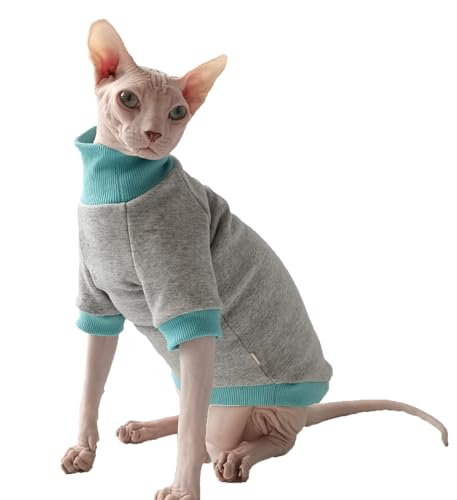 Sphynx Haarlose Katzenkleidung, Mäntel nur für Katzen, 4-beiniger Schlafanzug, Bekleidung für Katzen, Einteiler, Haustier-Overall für Devon Rex, Cornish Rex und Peterbald-Katzen (Größe M, Grau und von NSIBAN