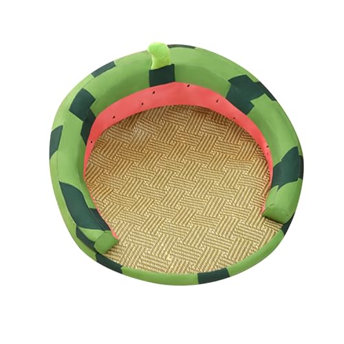 Haustier-Kühlmatte, atmungsaktives Rattan-Katzennest für den Sommer, bequemes Rattan-Haustier-Kühlkissen, für den Innen- und Außenbereich, handgewebtes Design für Katzen und Hunde (L Wassermelone) von NSXAYIWE