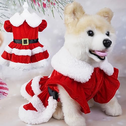 Hunde-Weihnachtsoutfit, Weihnachts-Mrs.-Claus-Hundekleid, Welpenkleidung, lustiges Dress-up-Weihnachtsoutfit, Cosplay-Kleidung für kleine, mittelgroße und große Hunde (L) von NSXAYIWE