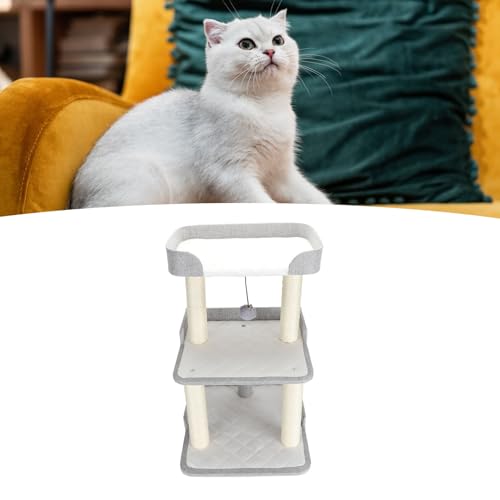 Katzenbaumturm, multifunktionales Katzenbett und Klettergerüst mit Stabiler Basis für den Innen- und Außenbereich, 3-lagiger Katzenkletterbaum für Katzen von NSXAYIWE