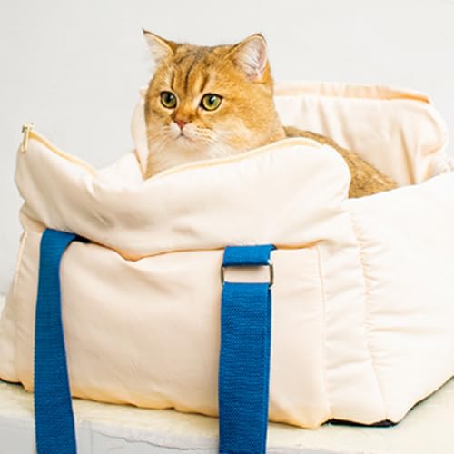 Katzenrucksack mit Sicherheitsgurt, atmungsaktive multifunktionale Haustiertrage, weiche Katzentrage aus Segeltuch und Oxford-Stoff für Reisen von NSXAYIWE