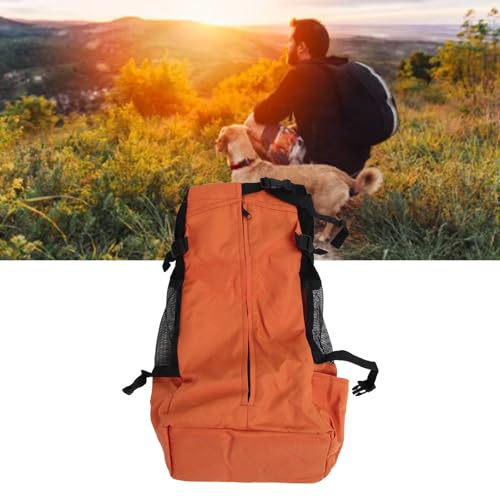 NSXAYIWE Haustiertrage-Rucksack, kleine Hundetrage aus Netzstoff mit Abnehmbarer Rückwand, Hundetrage vorne und hinten für Reisen, Outdoor, Wandern, Radfahren (Orange) von NSXAYIWE