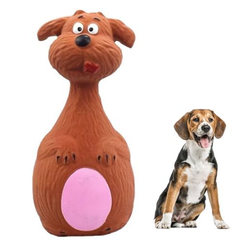 NSXAYIWE Latex-Quietschspielzeug für Hunde, Cartoon-Stehstock-Hundekauspielzeug, bissfestes, interaktives Quietschspielzeug für kleine, mittelgroße Hunde (Brauner Hund) von NSXAYIWE