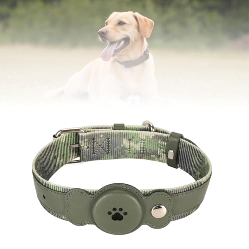 NSXAYIWE Verstellbares Hundehalsband, leichtes, weiches PU-Hundelederhalsband zur Verlustprävention für Hunde und Katzen (Armeegrün) von NSXAYIWE