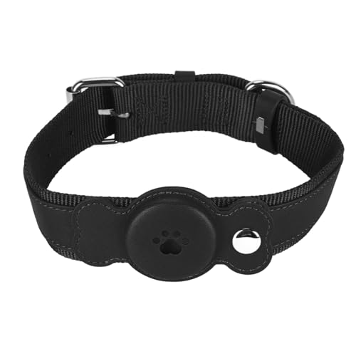 NSXAYIWE Verstellbares Hundehalsband, leichtes, weiches PU-Hundelederhalsband zur Verlustprävention für Hunde und Katzen (Schwarz) von NSXAYIWE