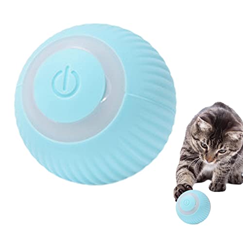 NSXIN Katzenspielzeug Elektrisch Katzenball mit LED Selbstdrehender Spielzeug 360 Grad Interaktives Cat Ball USB Wiederaufladbarer Elektrische Katzenbälle Automatic Bouncing Ball für Katzen (Blau) von NSXIN