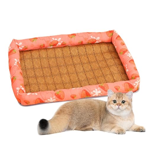 NSXIN Kühlmatte Katzen Hunde Haustiere, Rattan Sommer Kühlkissen Katzendecke Katzenhöhle Kühldecke Hundedeck rutschfeste Haustier Kühlmatte Kühldecke für Hunde Katzen (Orange) von NSXIN