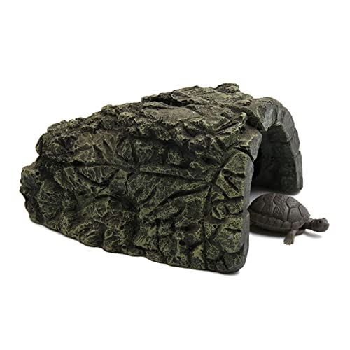 Reptilien Versteck Höhle Fisch Landschildkröten Platform Felsen Versteck Fische Stein Echsen Basking Habitat Unterschlupf Amphibien Terrarium-Versteck Schildkröten Höhle Aquarium Dekor Ornament (L) von NTCL