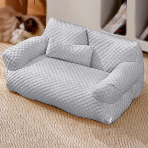 NTDMSFWM Ice Silk Cooling Pet Bed for Small, Cats Breathable Washable Pet Beds Dog Cooling Bed Summer Sleeping Cool Ice Silk Bed Ice Silk Cooling Pet Couch(Gray,L) von NTDMSFWM