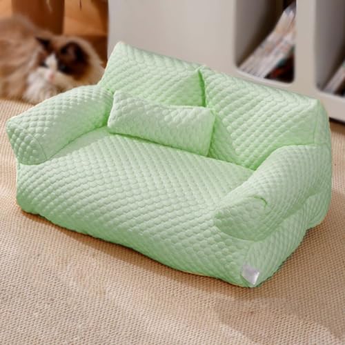 NTDMSFWM Ice Silk Cooling Pet Bed for Small, Cats Breathable Washable Pet Beds Dog Cooling Bed Summer Sleeping Cool Ice Silk Bed Ice Silk Cooling Pet Couch(Green,M) von NTDMSFWM
