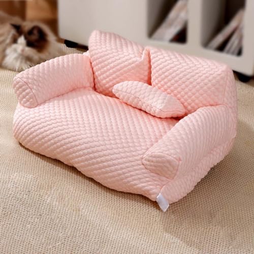 NTDMSFWM Ice Silk Cooling Pet Bed for Small, Cats Breathable Washable Pet Beds Dog Cooling Bed Summer Sleeping Cool Ice Silk Bed Ice Silk Cooling Pet Couch(Pink,L) von NTDMSFWM