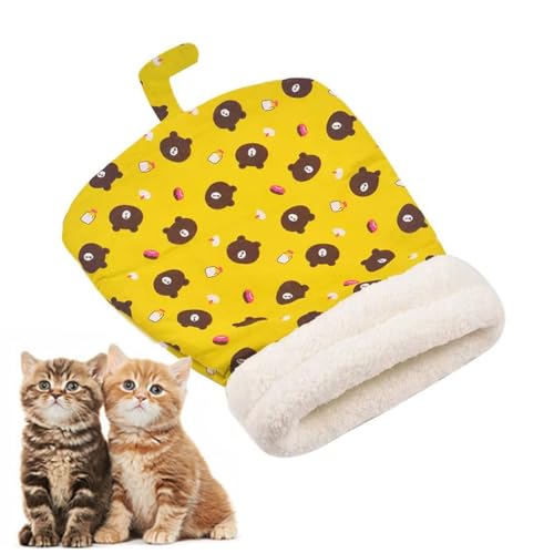 NTDMSFWM Katzenschlafsack for Hauskatzen, Warmer Katzenschlafsack, gemütlicher Katzen-Winterschlafsack, Winter-Haustierschlafsack, selbstwärmendes Katzenhöhlenbett(Yellow) von NTDMSFWM