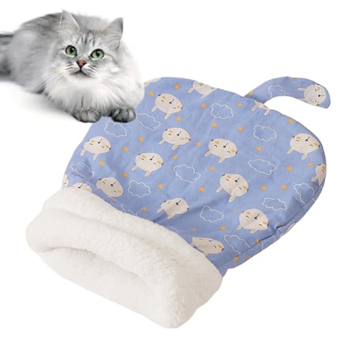 NTDMSFWM Katzenschlafsack for Katzen im Innenbereich, Winter-Katzenschlafsack, Schlafsack for Katzen, weicher Plüsch, Katzensack, Hund, Katze, Winter, Warmer Schlafsack(Blauw) von NTDMSFWM