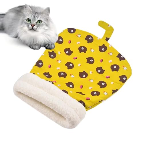 NTDMSFWM Katzenschlafsack for Katzen im Innenbereich, Winter-Katzenschlafsack, Schlafsack for Katzen, weicher Plüsch, Katzensack, Hund, Katze, Winter, Warmer Schlafsack(Yellow) von NTDMSFWM