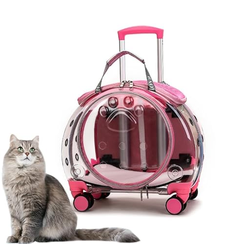 Tragbarer Tragerucksack for Haustiere, Katzen und Hunde mit durchsichtigen Belüftungslöchern, Haustier-Trolley, transparente Katzentragetasche mit Luftpolsterfolie, Haustier-Rolltragetasche, Haustier- von NTDMSFWM