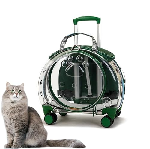 Tragbarer Tragerucksack for Haustiere, Katzen und Hunde mit durchsichtigen Belüftungslöchern, Haustier-Trolley, transparente Katzentragetasche mit Luftpolsterfolie, Haustier-Rolltragetasche, Haustier- von NTDMSFWM