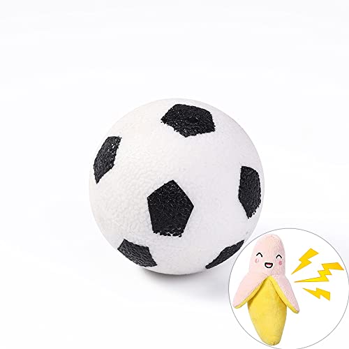 Robuster Gummiball für Hunde, elastischer Ball, beißfest, elastisches Gummimaterial, Schwimmbad-Trainingsball, geeignet für mittelgroße und große Hunderassen (Fußball,6 cm + Bananenspielzeug) von NTRR