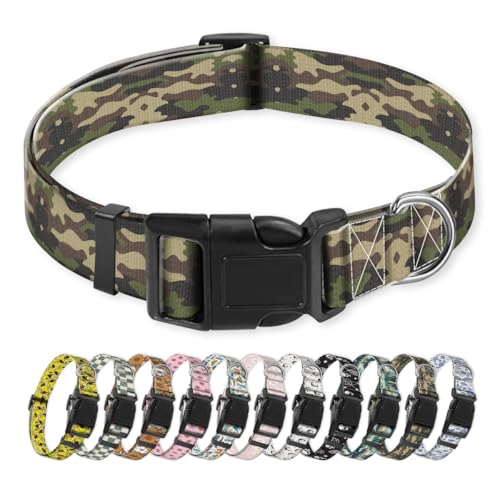 NUGGHU Hundehalsband, niedliches Welpenhalsband, lustiges Haustierhalsband, verstellbar, weich, Hundehalsbänder für große Hunde, klassisches grünes Camouflage von NUGGHU