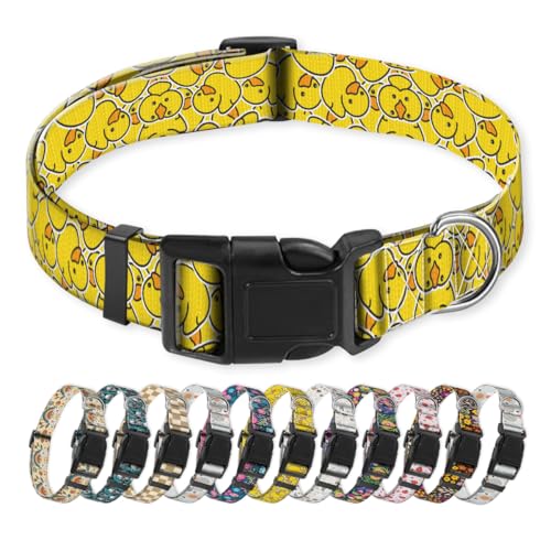 NUGGHU Hundehalsband, niedliches Welpenhalsband, lustiges Haustierhalsband, verstellbare weiche Hundehalsbänder für große Hunde, Gelb, niedliche Enten von NUGGHU