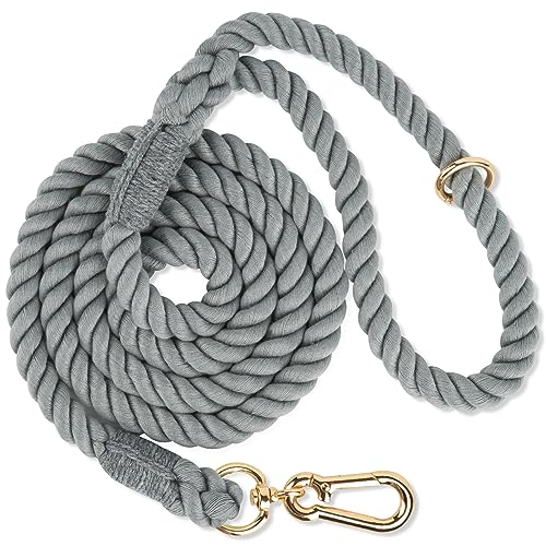 NUGUTIC Hundeleine, handgefertigt, geflochtenes Seil, für kleine, mittelgroße und große Hunde, 1,5 m, Grau von NUGUTIC
