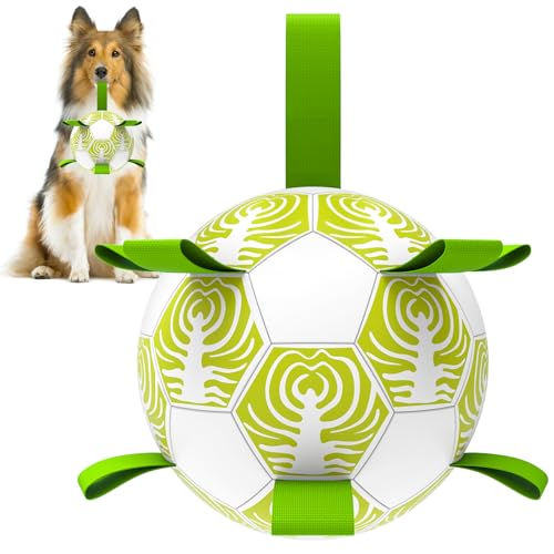 NUGUTIC Hundespielzeug, Fußball mit Riemen, interaktives WM-Spielzeug zum Tauziehen, Wasserspielzeug für Welpen, Geburtstagsgeschenke für kleine Hunde, 15,2 cm von NUGUTIC