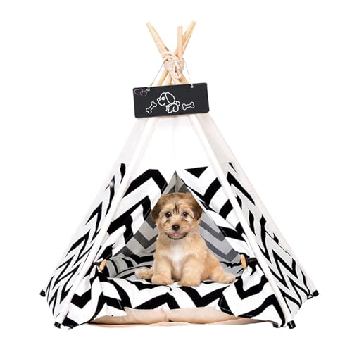 Haustier-Tipi-Zelte, 60 x 60 x 70 cm, Hunde- und Katzenbett, Haustier-Spielhaus, Hundezelte mit dickem Kissen und Tafel, abnehmbar und waschbar, Hunde-Tipi-Bett, Hunde, Katzen, Nest, Spielhaus, von NUKied