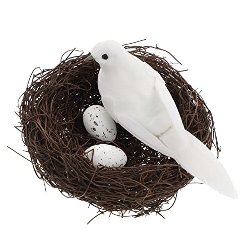 NULYLU Künstliche Vögel Nest Ornament Eier Garten Decor Weiß Schwan Nest Weihnachten Decor von NULYLU