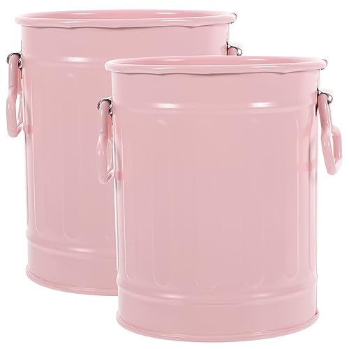 NULYLU Retro Blumenbehälter Handgefertigte Blumentöpfe Für Dekoration Im Büro Oder Zuhause Blumenbucket Pink Vintage Stil Blumenvase von NULYLU