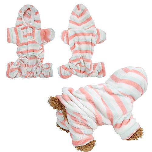 Haustier Hoodies Warm Pyjamas Bekleidungshunde Katzen weich Bequeme Winterstreifen Design hellrot rot grün (S) von NUMNBE