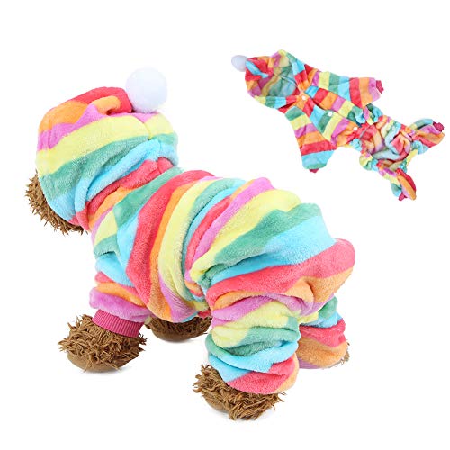 Haustierkleidung Warmer Flanellpyjama für Hunde Katzen Regenbogengrößen (S) von NUMNBE