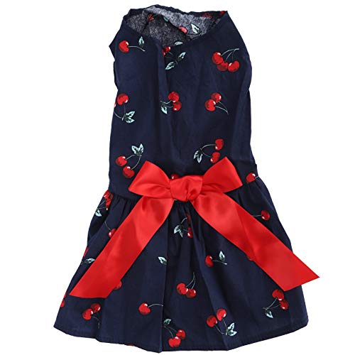 Hund süßer Polyesterrock mit Bowknot für Mädchen Haustier Sommerkleid (XZD233 Cherry L) von NUMNBE