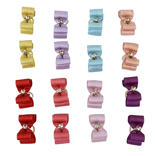 NUMNBE 16pcs Haustier Haare Bowknots handgemachte Mischfarben süße Styling Hunde Haare mit Gummiband für Katzen von NUMNBE