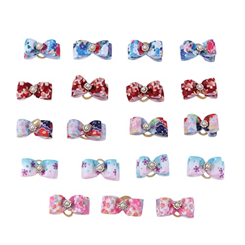 NUMNBE 19pcs Hundehaarbögen niedliche Pflege Bunte Haustier Bowknot Hair Accessoire mit Gummiband für Katzen von NUMNBE