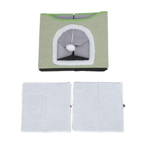 NUMNBE Faltbares Katzenhaus Kätzchen Bett weiche Kratzerhöhle Doppelstufe Safe Multifunktionale gemütliche tragbare Innenräume (Light Green) von NUMNBE