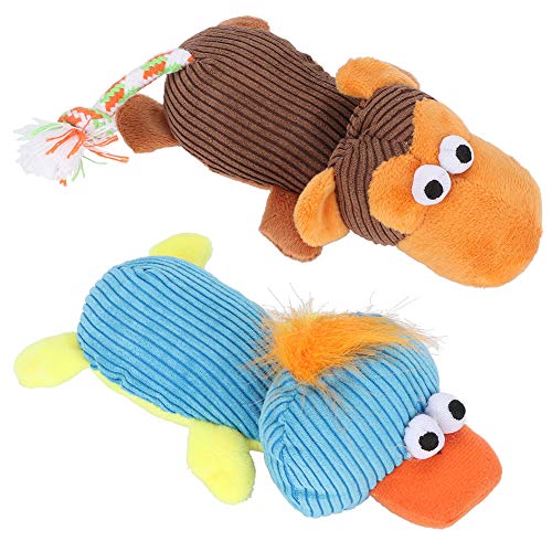 NUMNBE Haustierhund Soft Plüsch Duck Monkey Sound Chew Toy Set für interaktives Spiel und Unterhaltung von NUMNBE