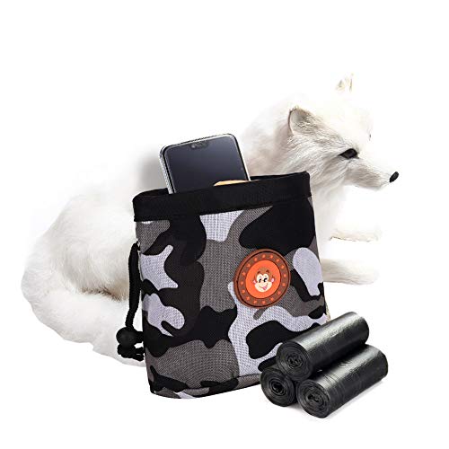 NUMNBE Haustierhund Welpe Beutel Walking Food Snack Bag Leichte multifunktionale Aufbewahrung Halten Sie Taschen Ideales Gehen im Freien gelbe Camo (Black and White Camouflage) von NUMNBE