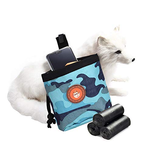 NUMNBE Haustierhund Welpe Beutel Walking Food Snack Bag Leichte multifunktionale Aufbewahrung Halten Sie Taschen Ideales Gehen im Freien gelbe Camo (Blue Camouflage) von NUMNBE