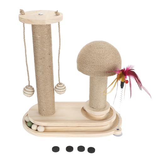 NUMNBE Katzenkratzer nach 2 Schicht Ballstrecke Interaktive Hochkätzchen -Kratzer necken Zauberstab für Innenkatzen (Oval Mushroom Turntable) von NUMNBE