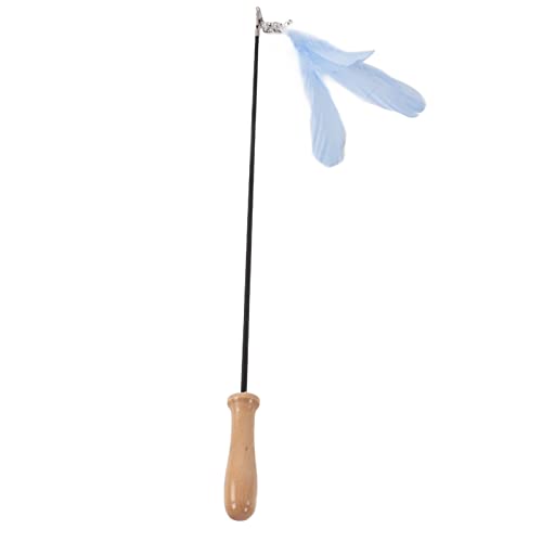 NUMNBE Lustiger Katzenstock Retractable Feather Bell Lustiger Katzenstick mit Holzstangen für Innenkatzen (Blue) von NUMNBE