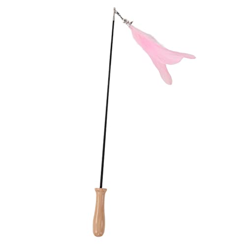 NUMNBE Lustiger Katzenstock Retractable Feather Bell Lustiger Katzenstick mit Holzstangen für Innenkatzen (Pink) von NUMNBE